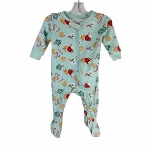 Janie & Jack Christmas Holiday Footed Pajamas Size 0-3 Months